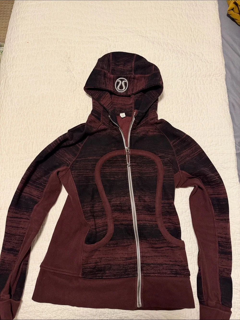 lululemon athletica Maroon and Black Heathered Full-Zip Hoodie